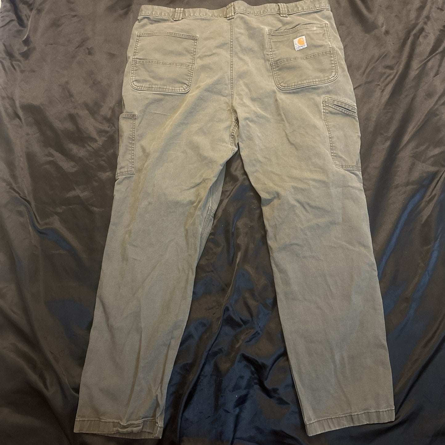 Carhartt 44x34 Relaxed Fit Olive Green Canvas Heavy Duty Pants Workwear 1B23