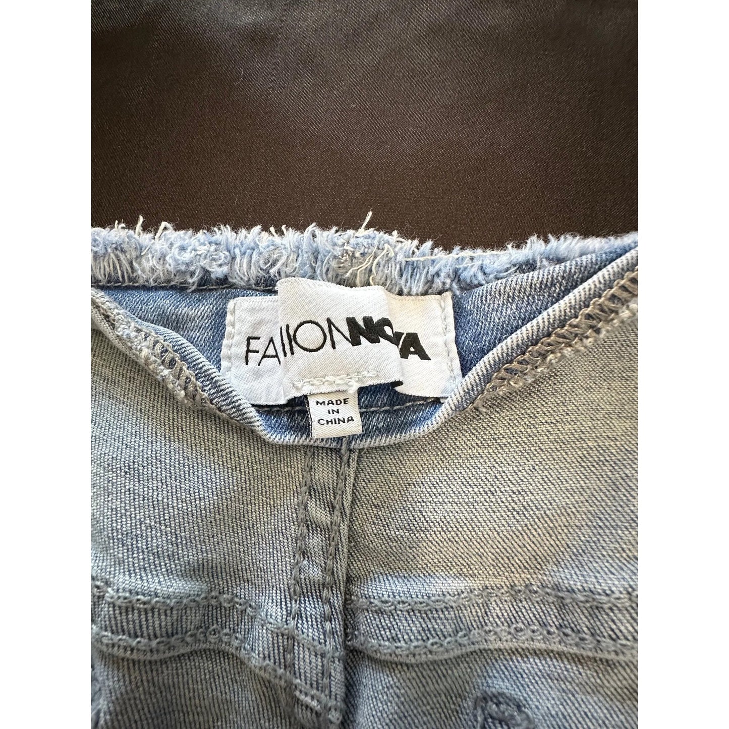 Fashion Nova Womens High Rise Flare Jeans Size 11 Lace Up Cutout Distressed