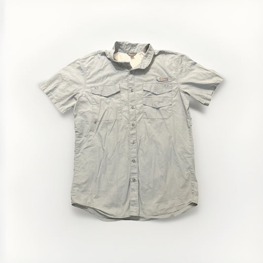 Eddie Bauer Casual Button Down Shirt Blue Cotton Mens Tall L Mesh Lining 1A14