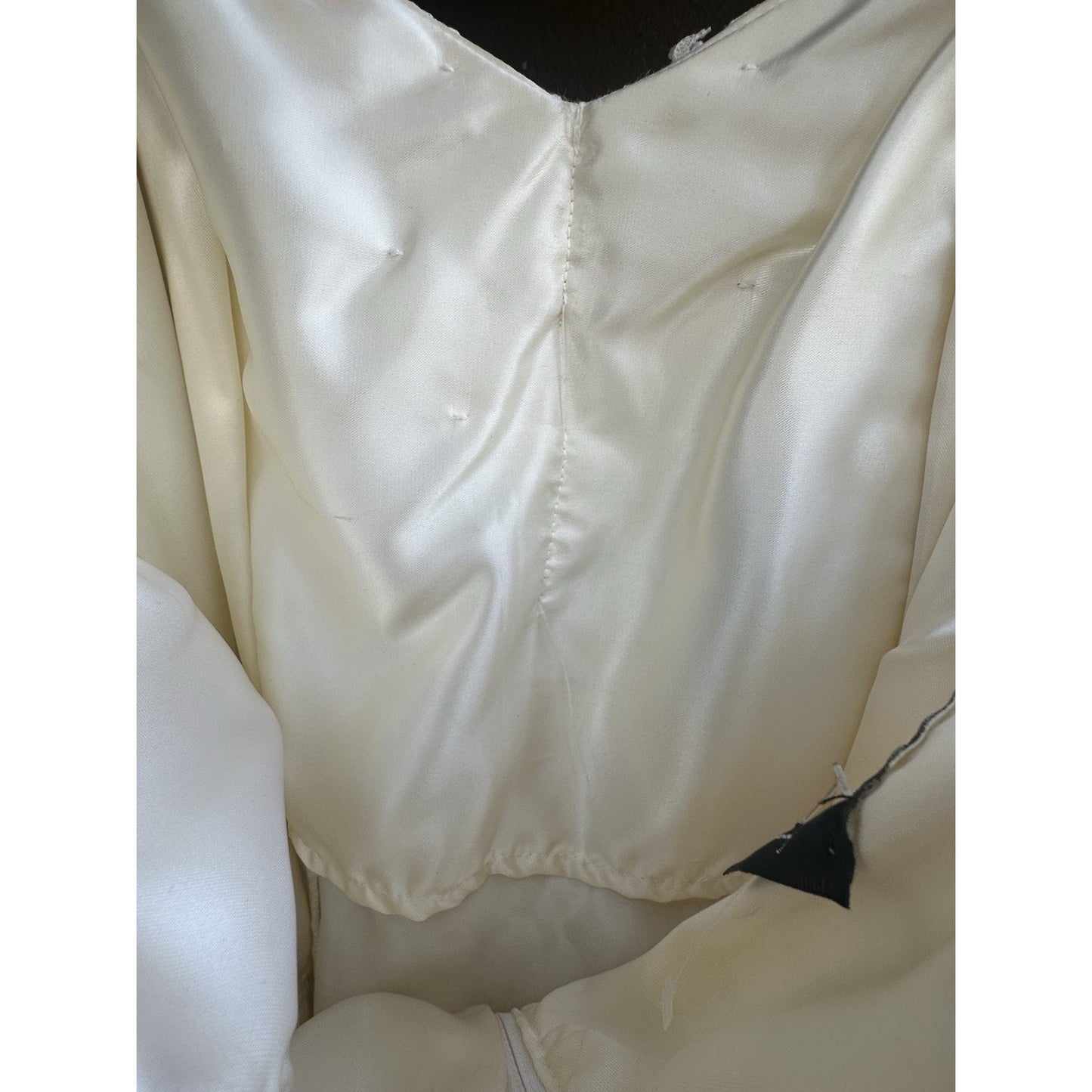 True Vtg Steppin Out Dress White Lace Glitter Detached Sleeves Size 11 USA Made