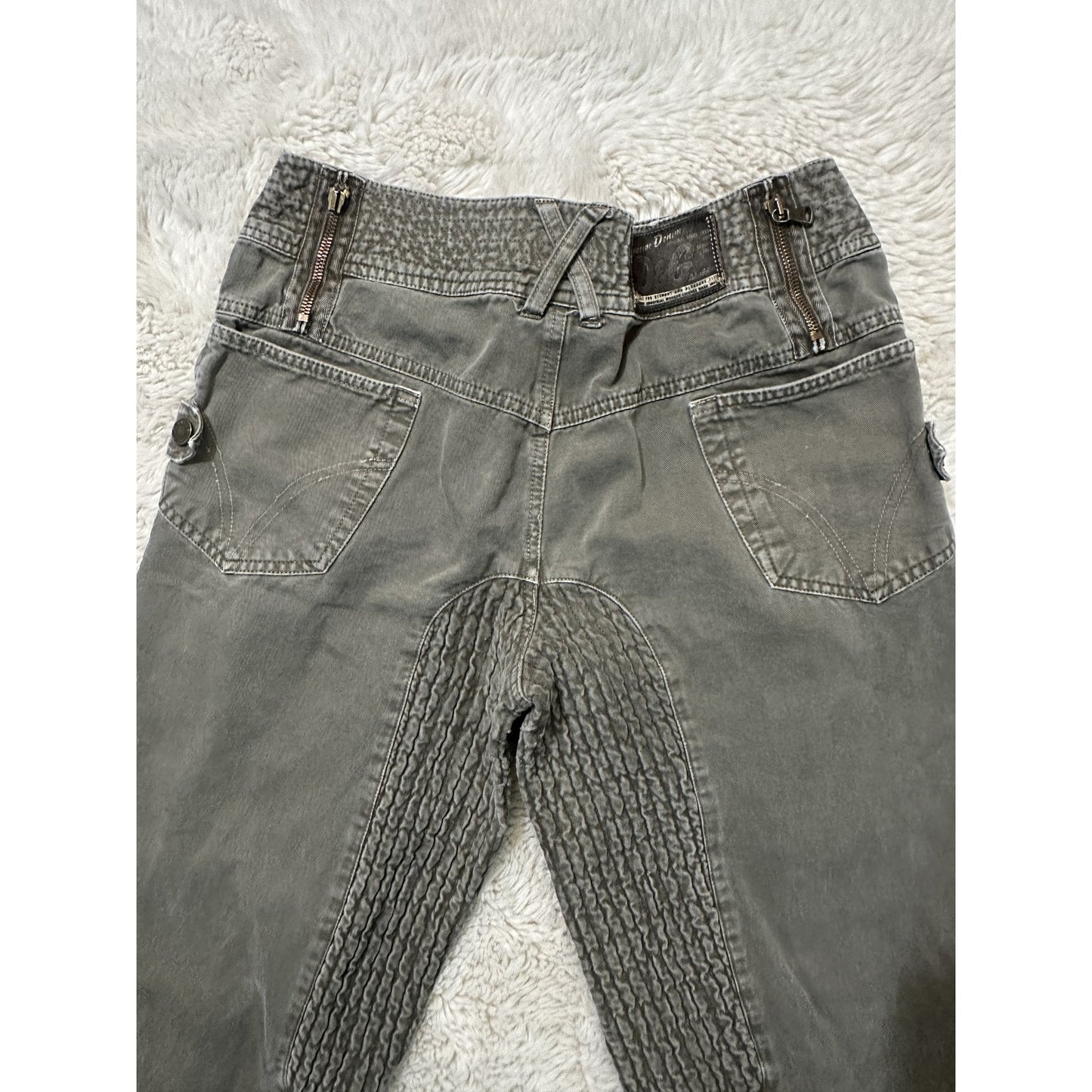 Y2K Dolce & Gabbana Olive Green Pants 30x33 Zippers Moto Cargo Utility Military