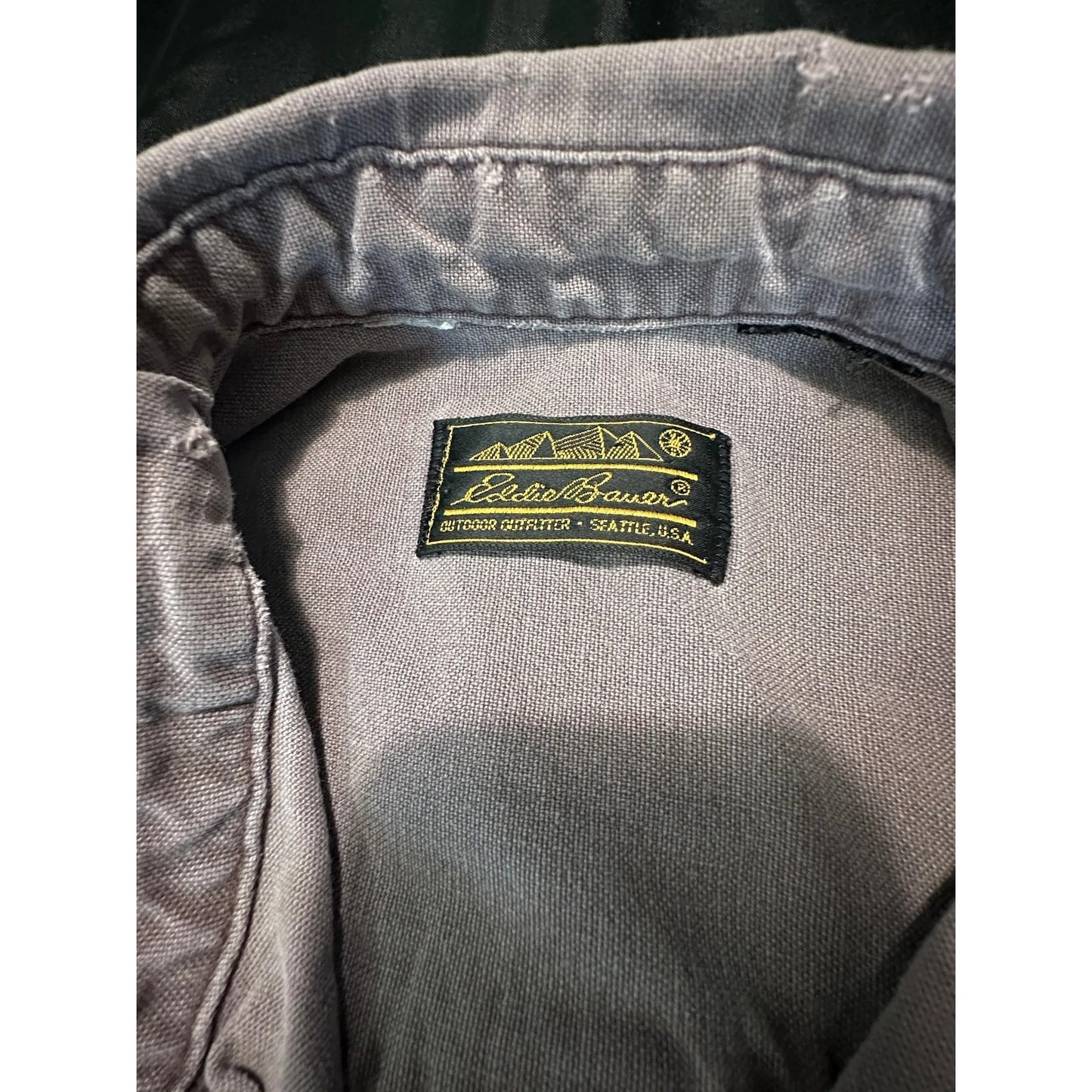 Eddie Bauer Mens Vintage Distressed Work Shirt Long Sleeve Button Up Dusty Purpl