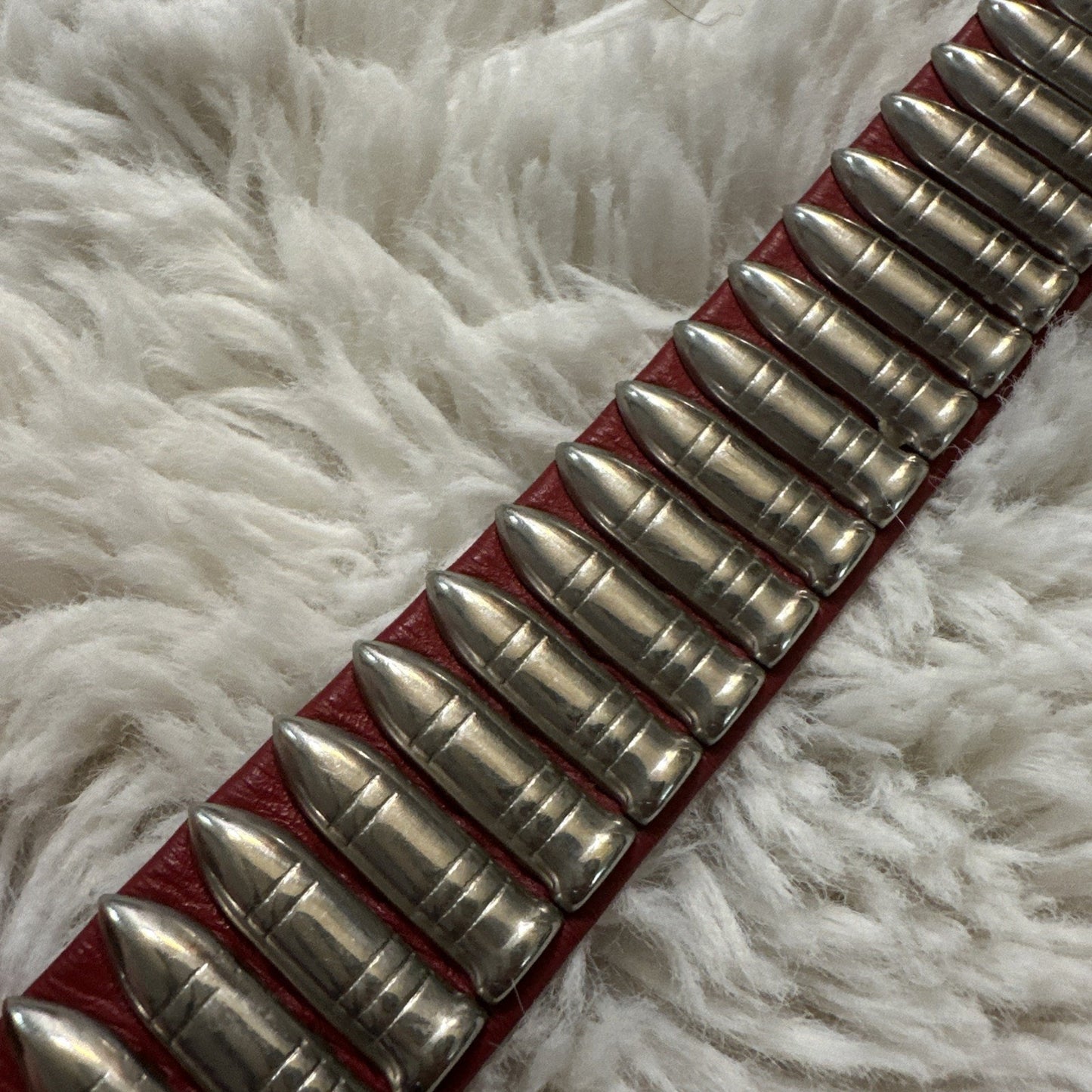 Red Leather Collar Necklace 15.75-18 Adjustable Snap Closure Punk Rock 1” Width