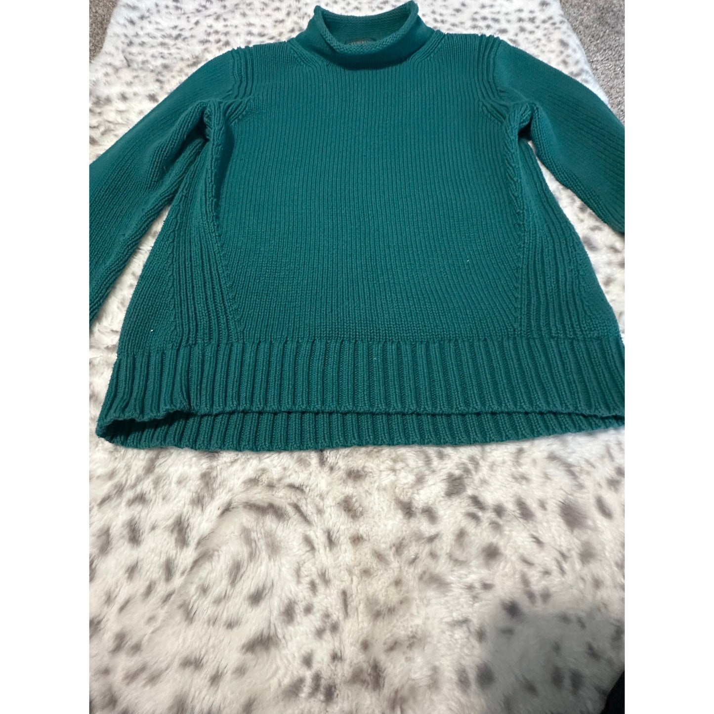 J. Crew Turquoise 100% Cotton Roll-down Turtleneck Sweater Women's Size M 2C15