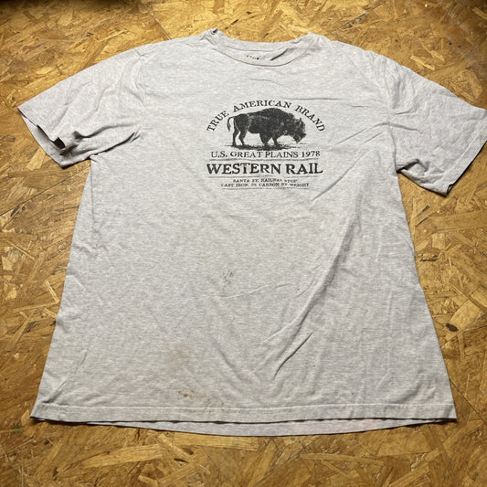 Adult Chaps Western Rail T-Shirt size large Grey Cotton B2