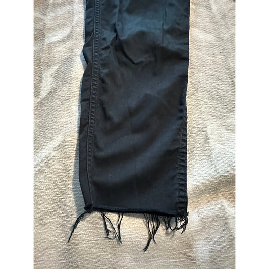 American Apparel Womens Overalls Bib Jumpsuit XS Black Frayed Hem 28x25
