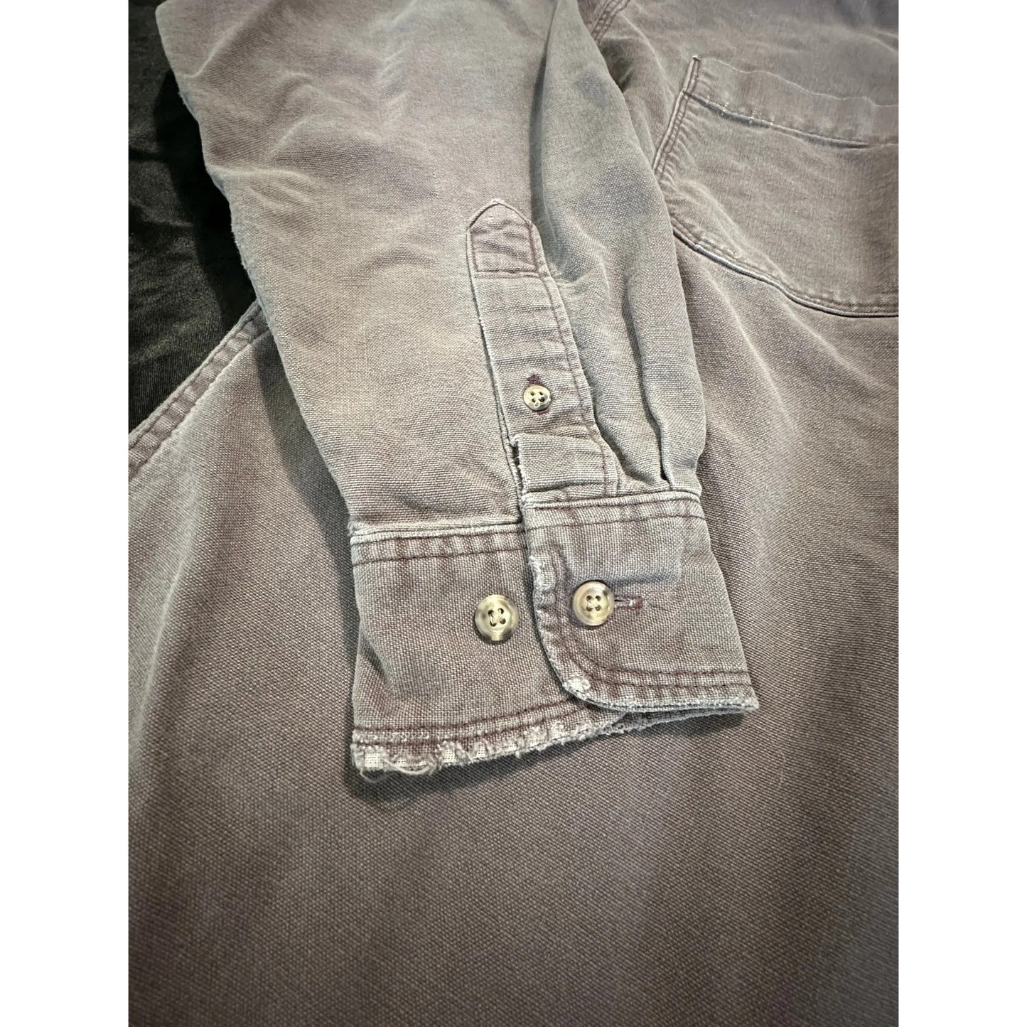 Eddie Bauer Mens Vintage Distressed Work Shirt Long Sleeve Button Up Dusty Purpl