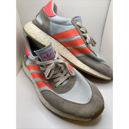 Adidas Iniki Runner Shoes Mens 9.5 Gray, Baby Blue And Coral. C2