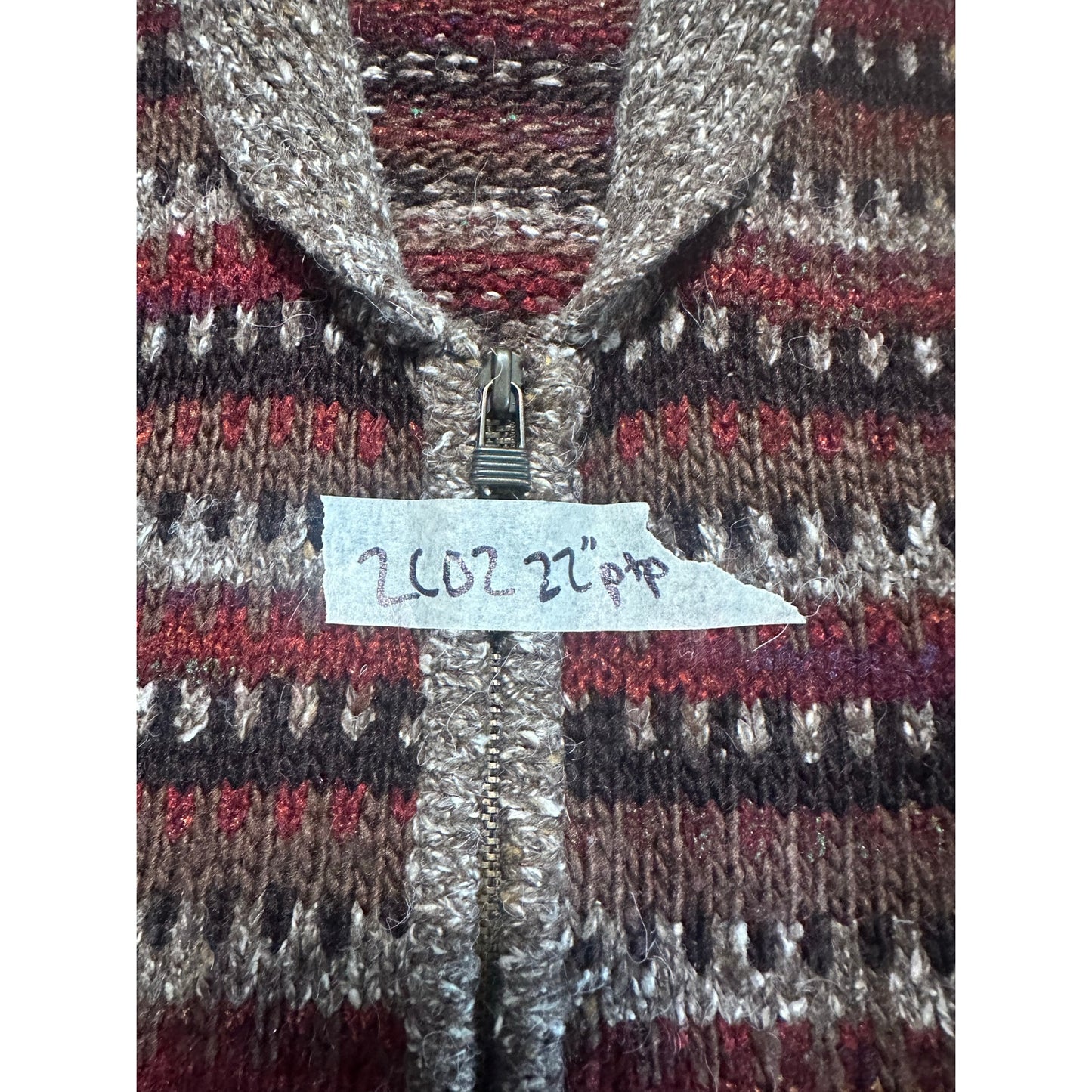 Vtg St. Johns Bay Wool Blend Full-Zip Vest Red/Brown Size L | 2C02