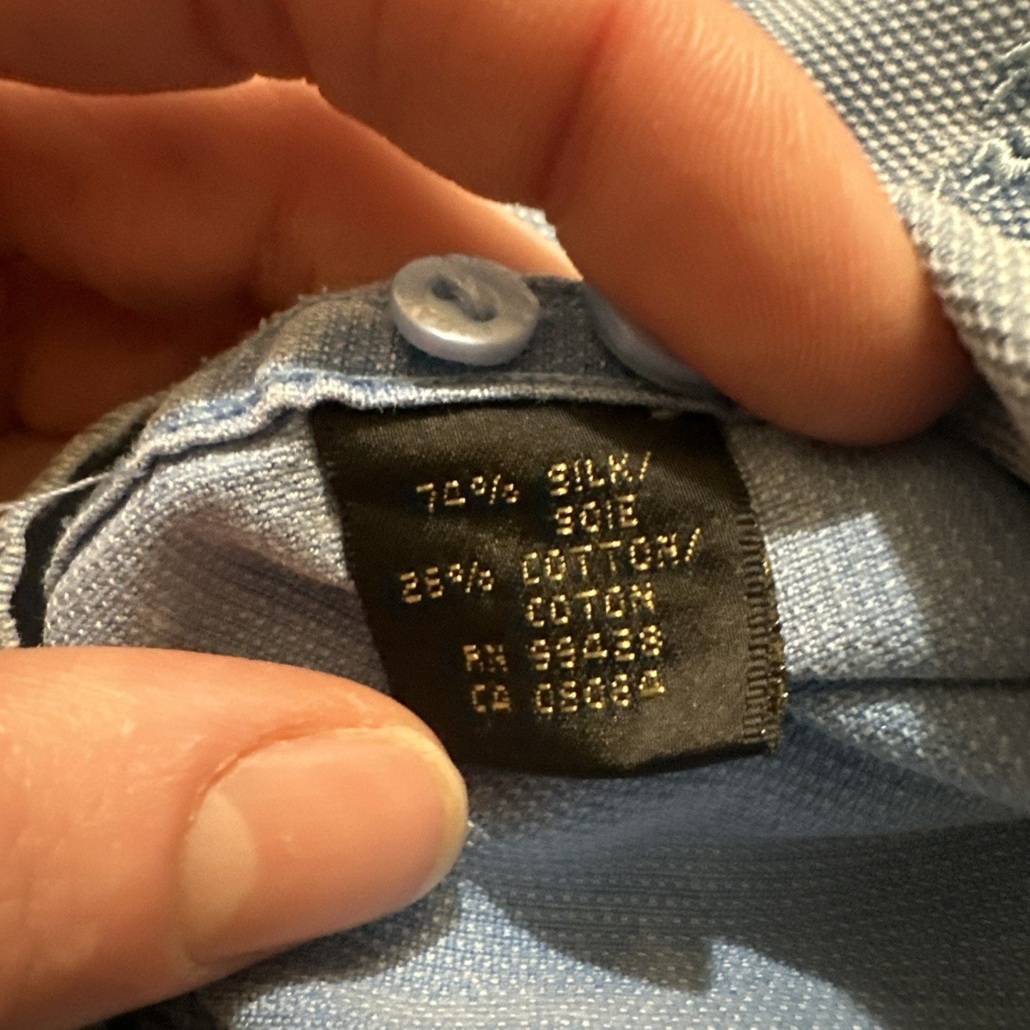 Bugatchi Silk&Cotton Button Down Casual Long Sleeve Shirt Blue XL 26" PTP 1A04