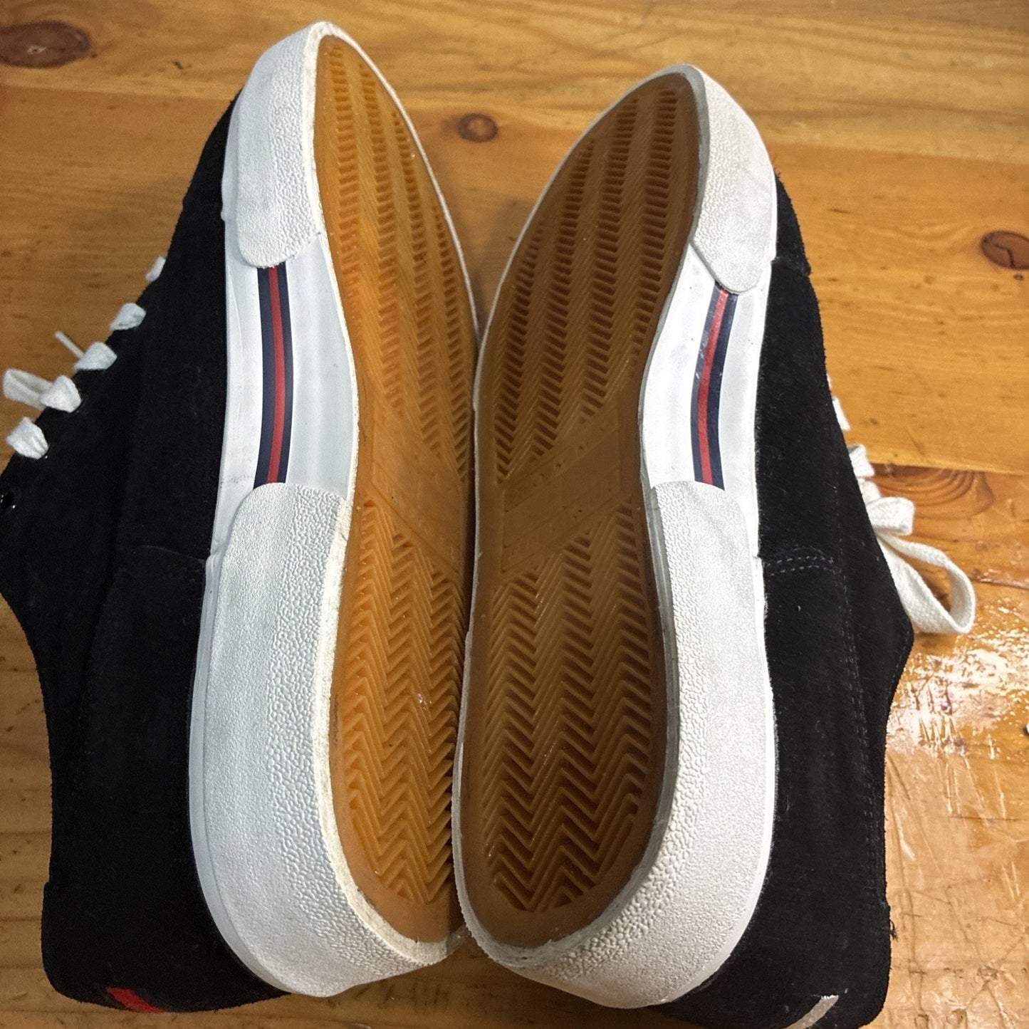 90s Akai Tommy Hilfiger 8.5 Black Retro Shoes Y2K Leather Suede Unisex A12