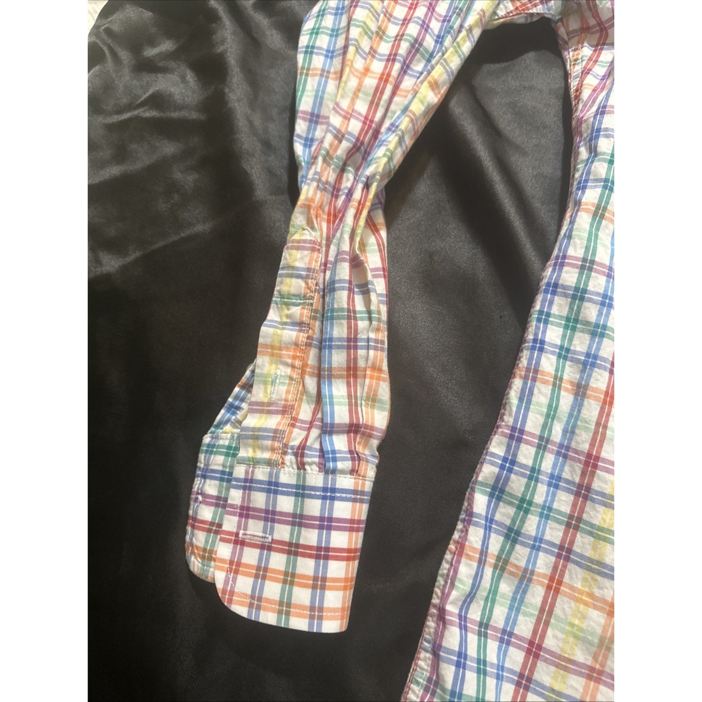 Club Room Size L Rainbow Checkers Long Sleeve Casual Button Down Shirt Mens 1D13