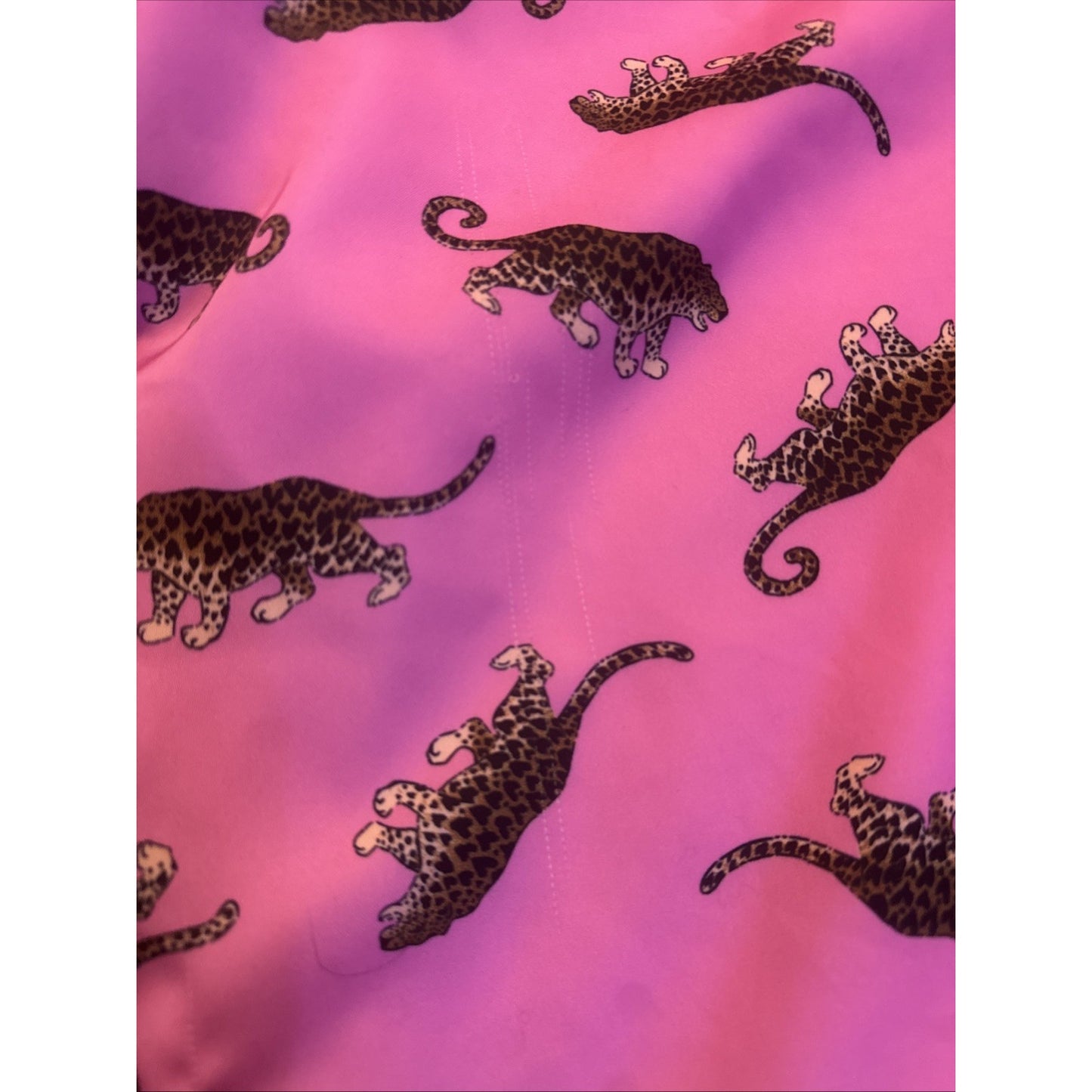 Fabletics Cheetah Cat Pink Pajama Lounge Pants Size M Thick Fabric 1C08