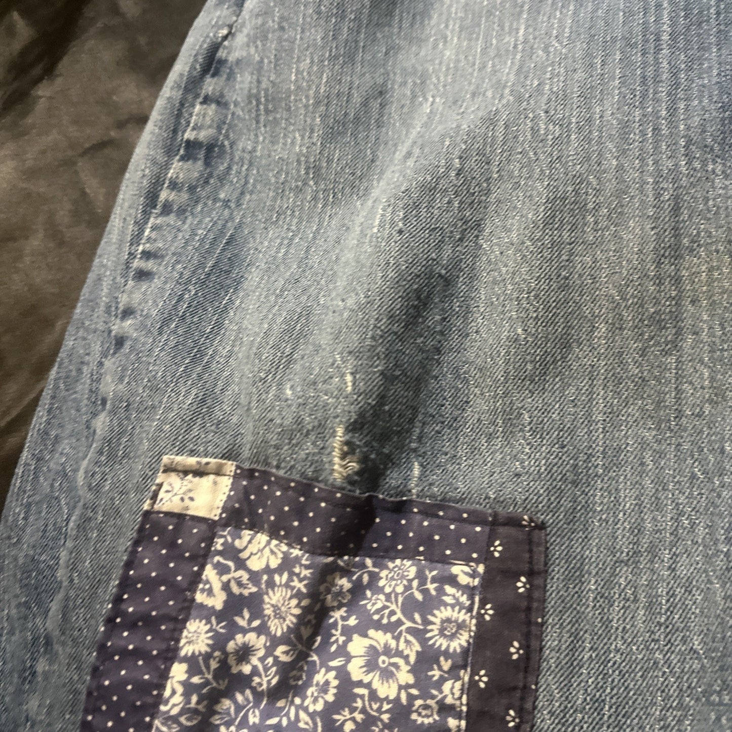 Riders by Lee Size 18 Women’s Blue Jeans Denim Patchwork Unique 34x26 Mexico