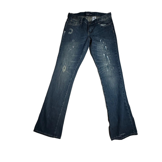Y2K Revolt Womens Flare Bell Bottom Jeans Size 11 Paint Buckle Back 100% Cotton