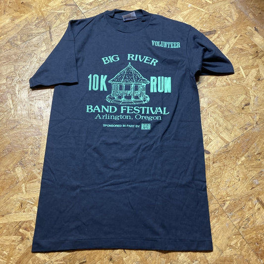 70s Black Hanes 5050 Marathon VTG T Shirt Big River Run 10k Portland Oregon B2