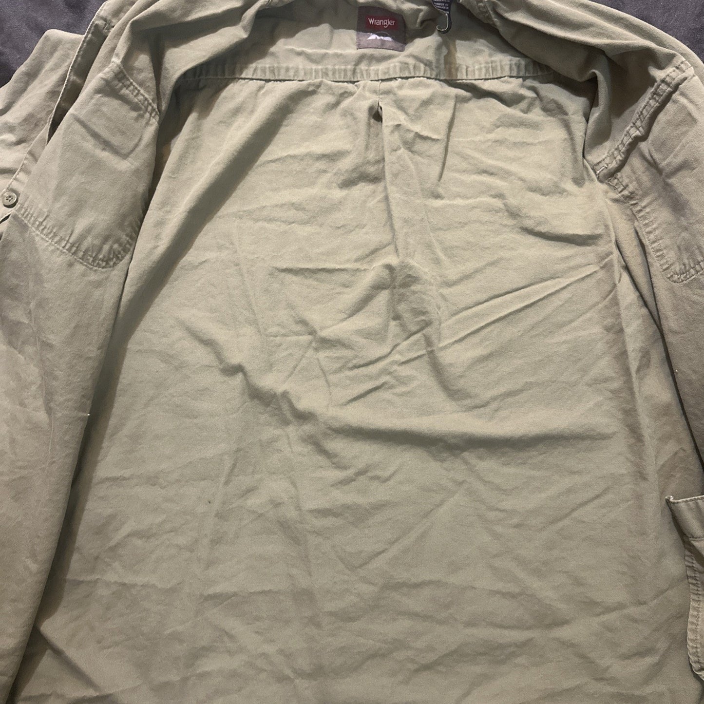 Wrangler Casual Button Down Long Sleeve Shirt 25" PTP Mens L Green Cotton 1A07