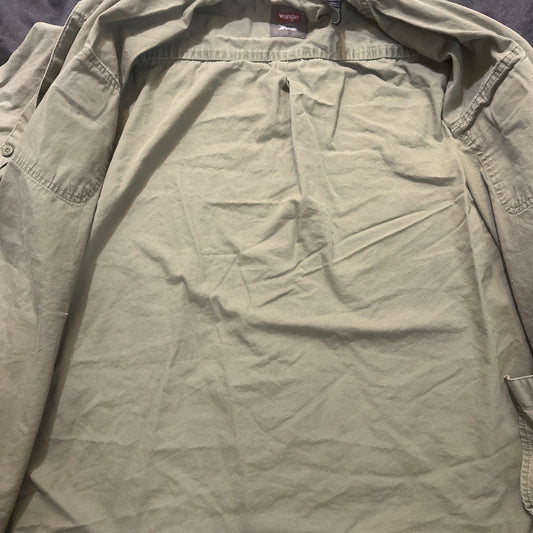 Wrangler Casual Button Down Long Sleeve Shirt 25" PTP Mens L Green Cotton 1A07