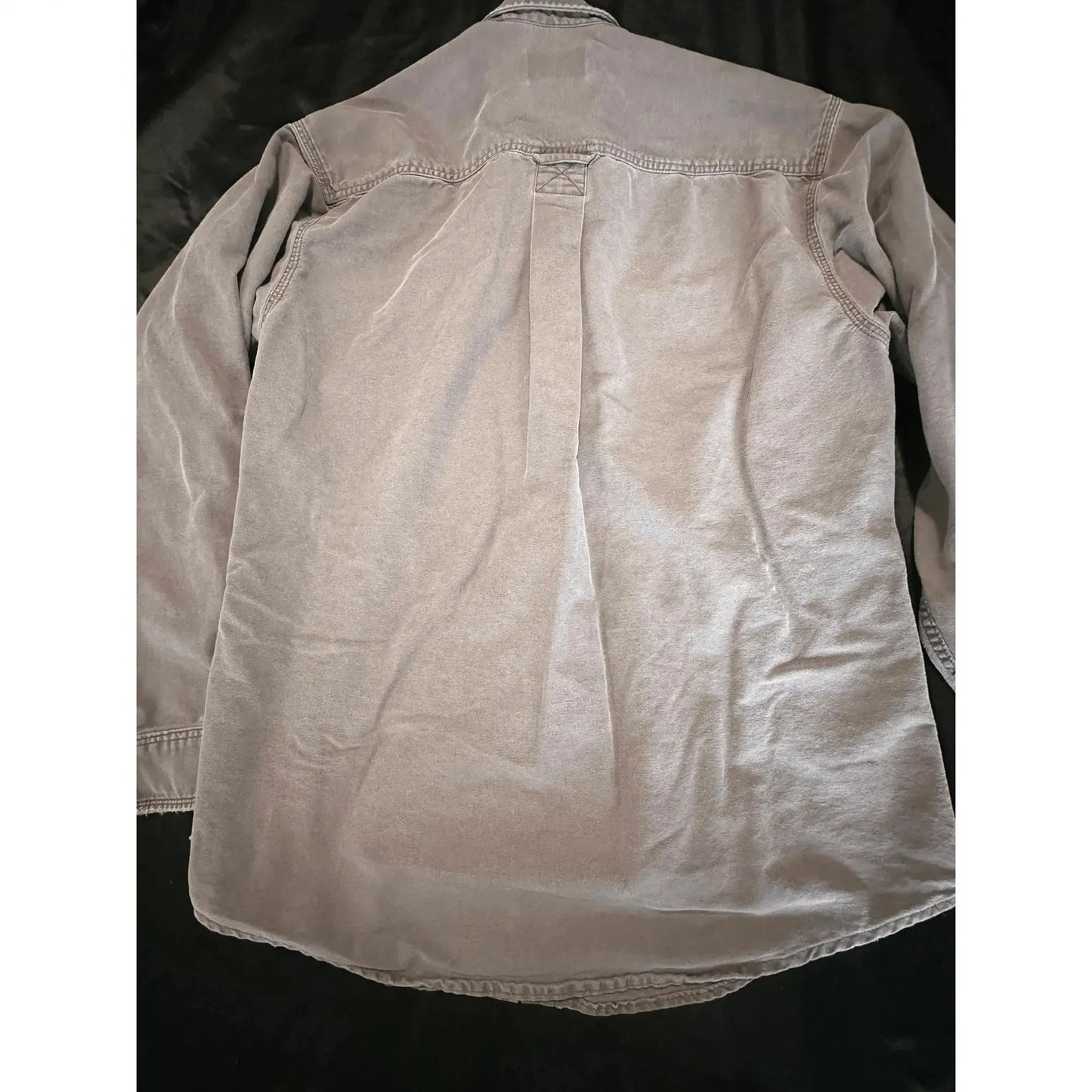 Eddie Bauer Mens Vintage Distressed Work Shirt Long Sleeve Button Up Dusty Purpl