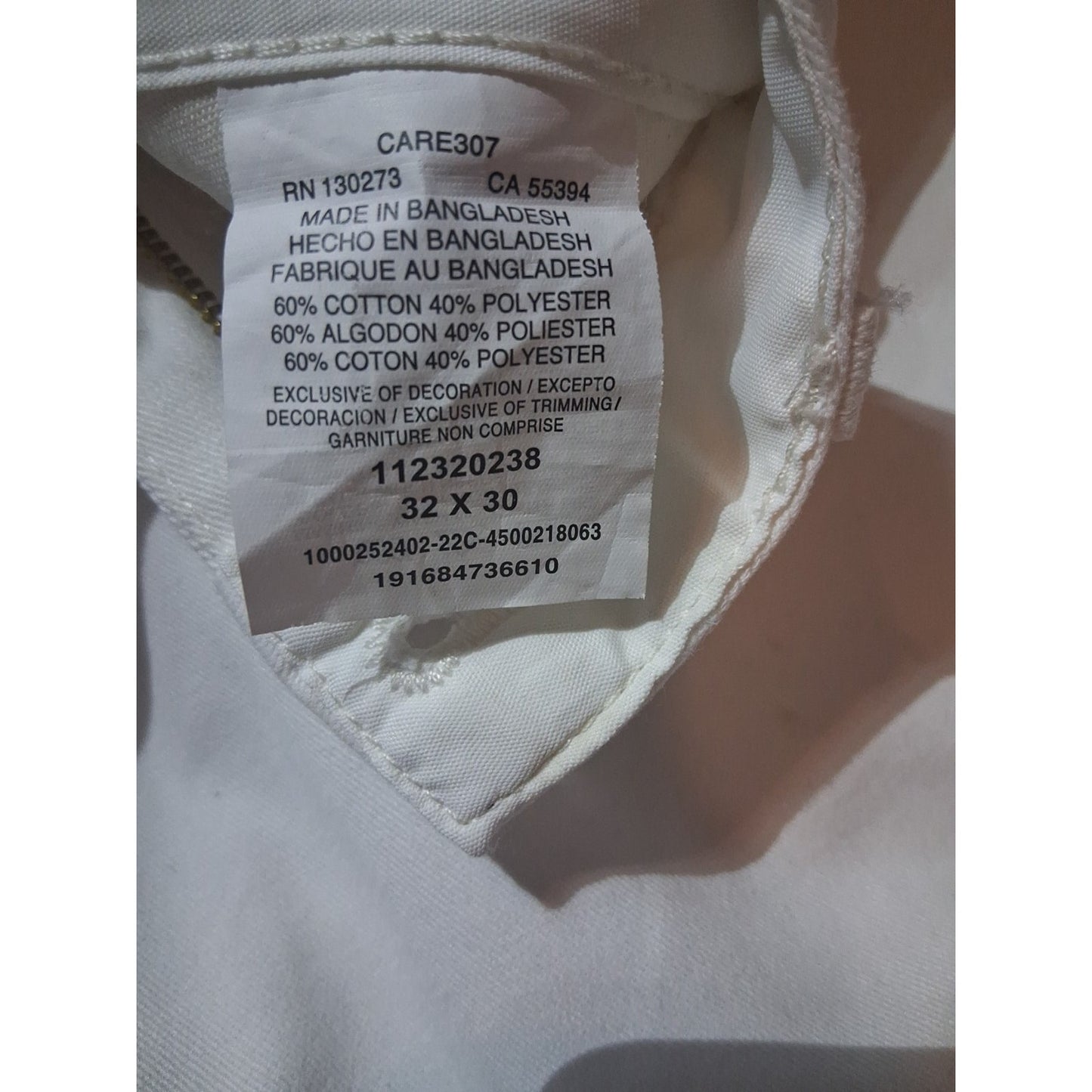 Wrangler Workwear Painters Pants White Relaxed Fit Men's Size 32x30 A3