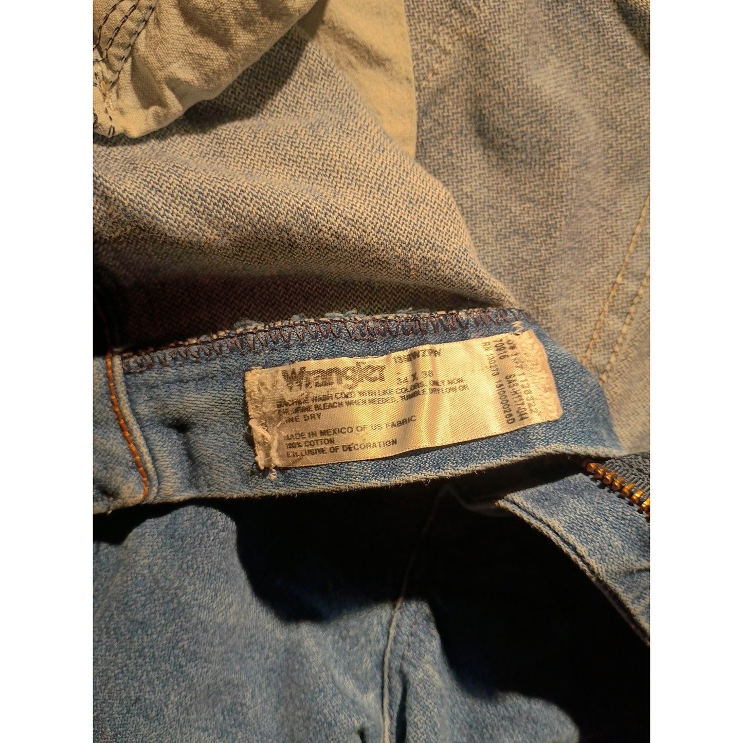 Wrangler Men Denim Straight Blue Vtg Limited Edition Distressed 34x38 C8