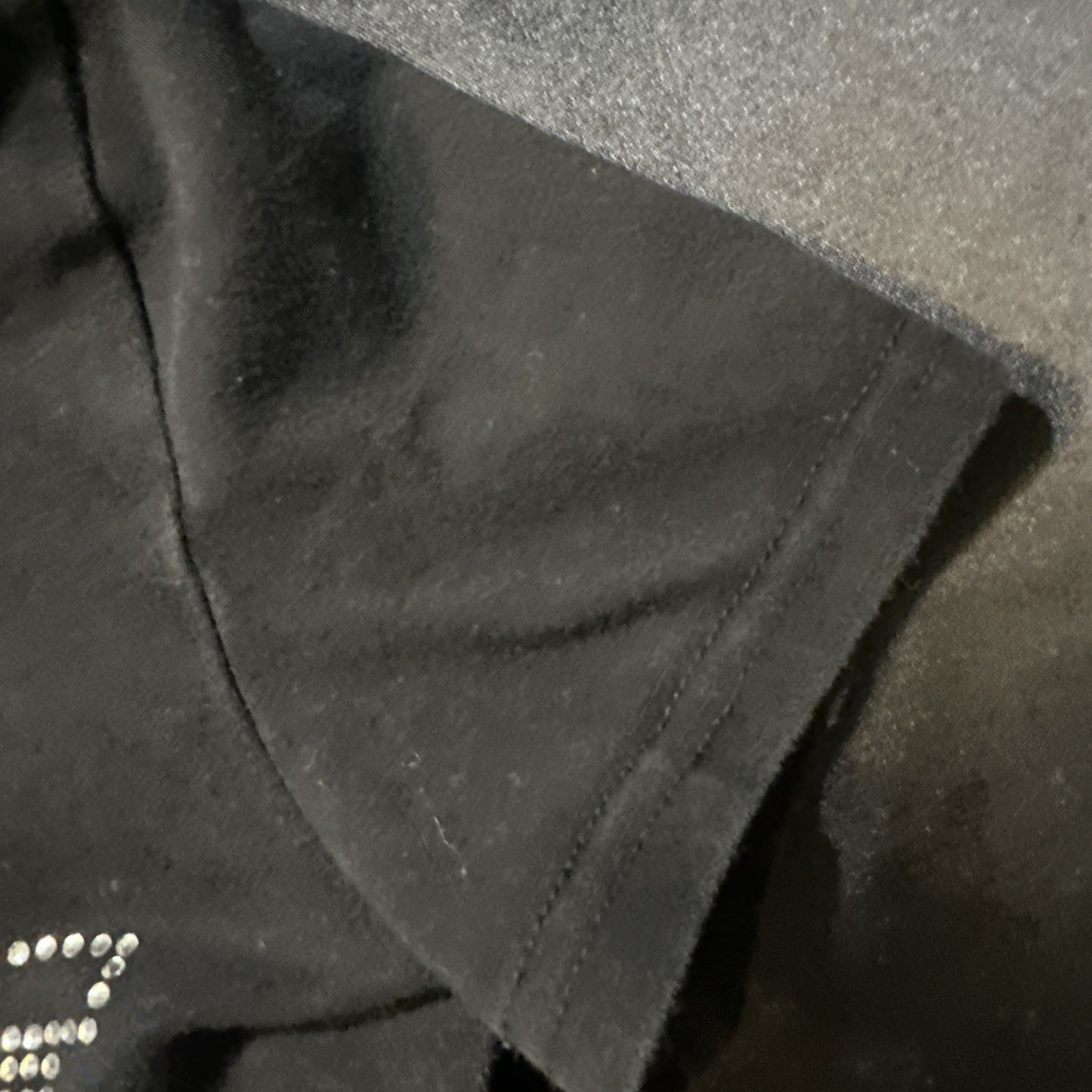 Black Crop Top “Cosmic” Rhinestone Womens Shirt Small Cotton Spandex