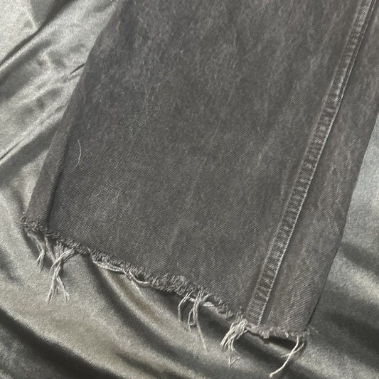 Zara High Rise Black Denim Jeans Cotton Sz 8 Turkey Straight Distressed 29x30