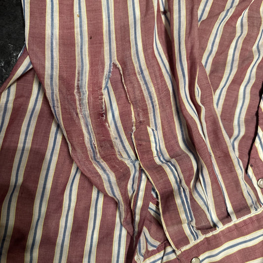 VTG Wrangler X-Long Tails Mens 16 1/2 35 Shirt Red White Blue Long Sleeve C6