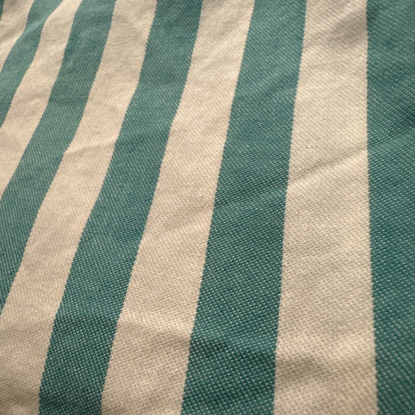 Vtg Eddie Bauer M Rufton Twill Turquoise Striped Casual Button Shirt USA 1A16