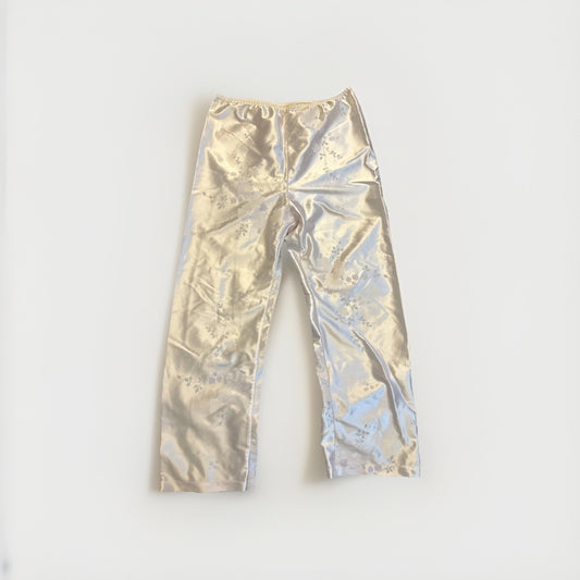 Vtg JCPenny Night Pants Women's Size 8-10 USA Made White Silky Nightwear 1C09