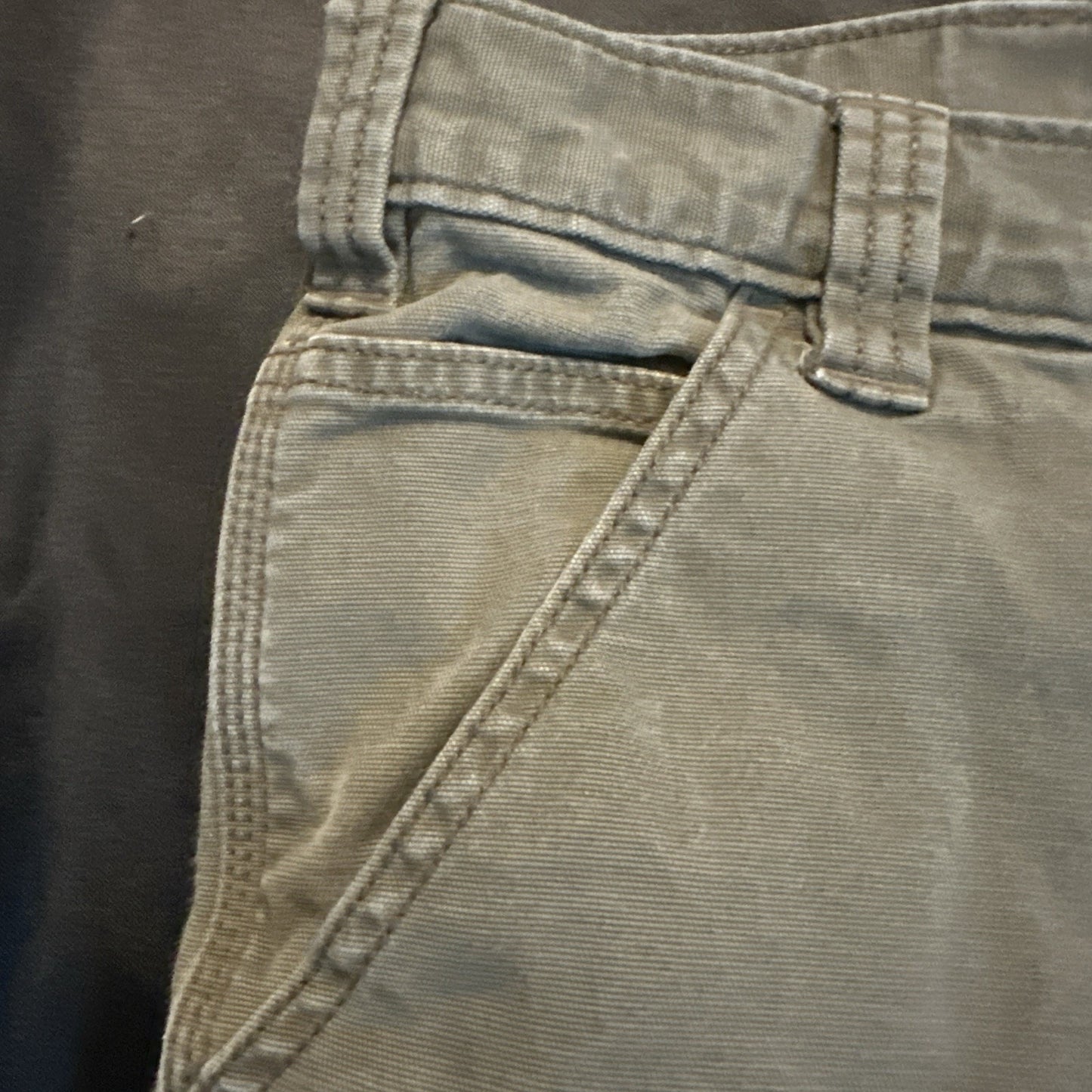 Carhartt 44x34 Relaxed Fit Olive Green Canvas Heavy Duty Pants Workwear 1B23