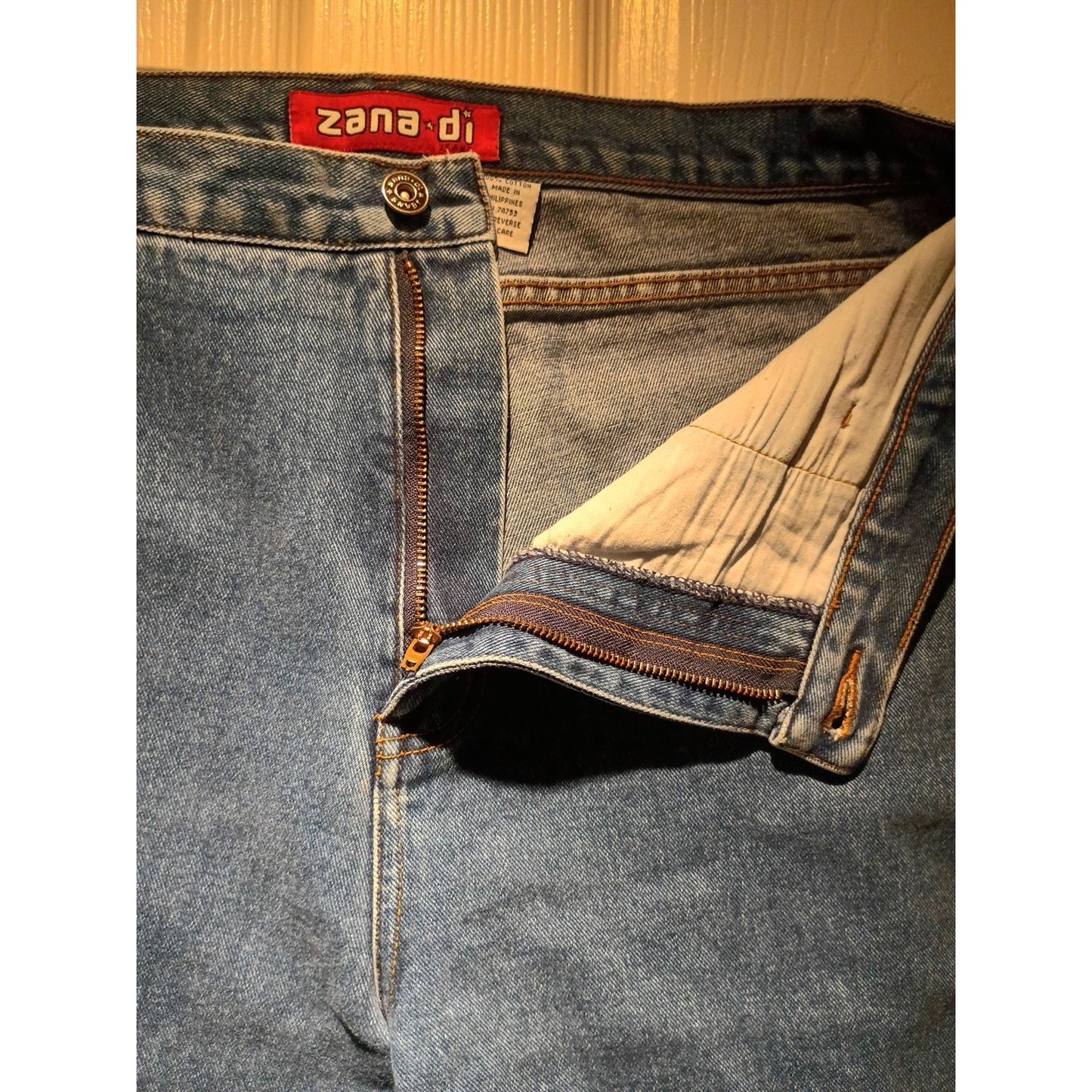 Zana Di Womens Flared Leg Dark Blue Denim Jeans Size 16 Y2K (Hemmed) C8