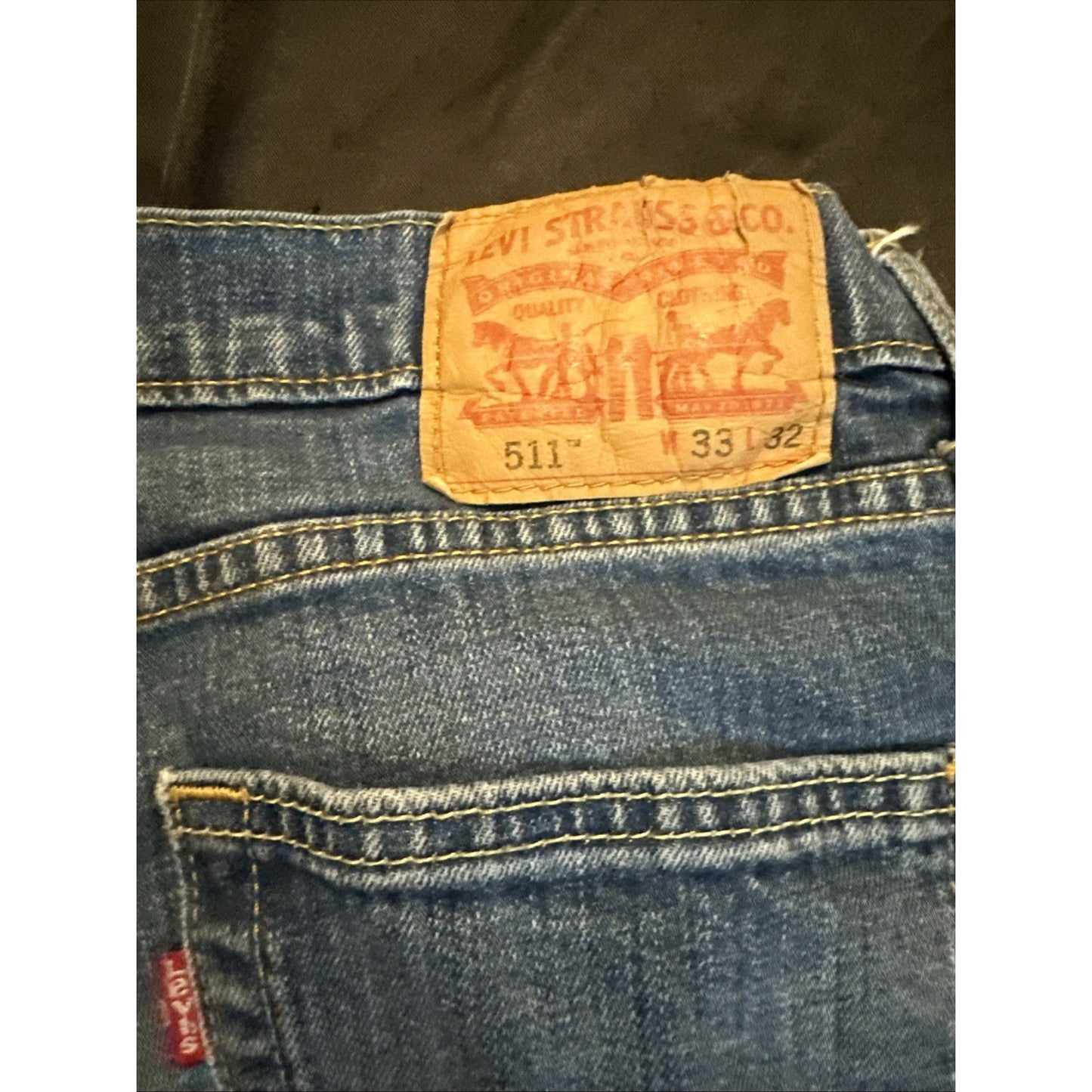 Levi's 511 Blue Denim Jeans Mens 33x32 Straight Leg 1C02