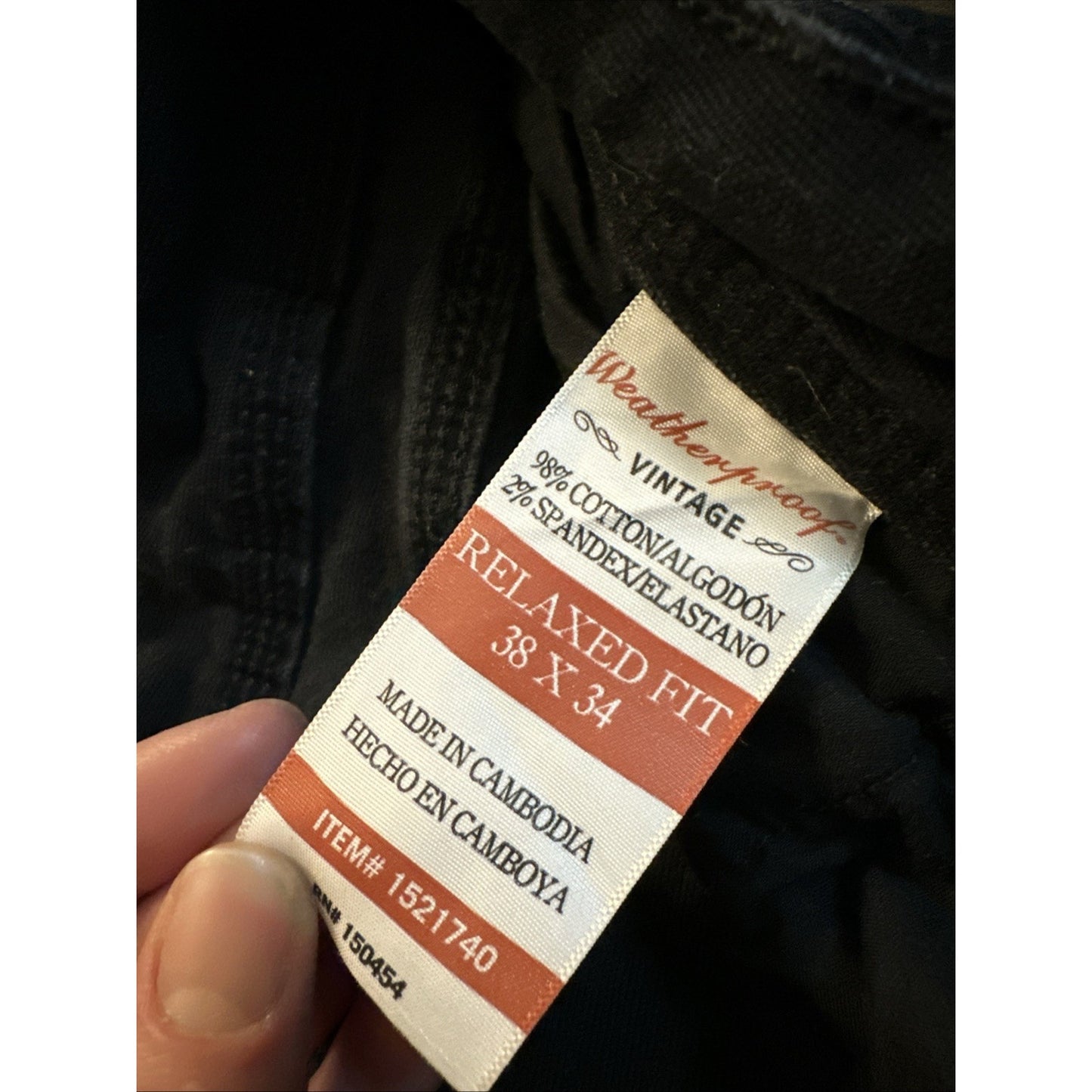 Weatherproof Vintage Black Denim Jeans Men's 38x34 Relaxed Fit Cargo 1C03