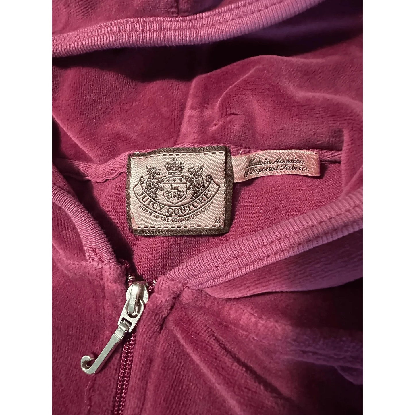 Juicy Couture Womens Velour Tracksuit Hoodie Jacket M Pink USA Vintage Y2K
