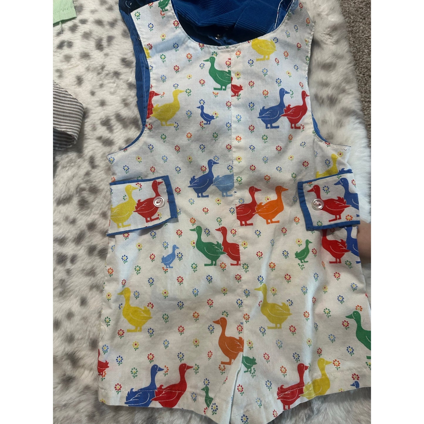 Vtg HANDMADE Baby Boy Clothes 12-24 Months Overalls Lot of 5 Multi-color