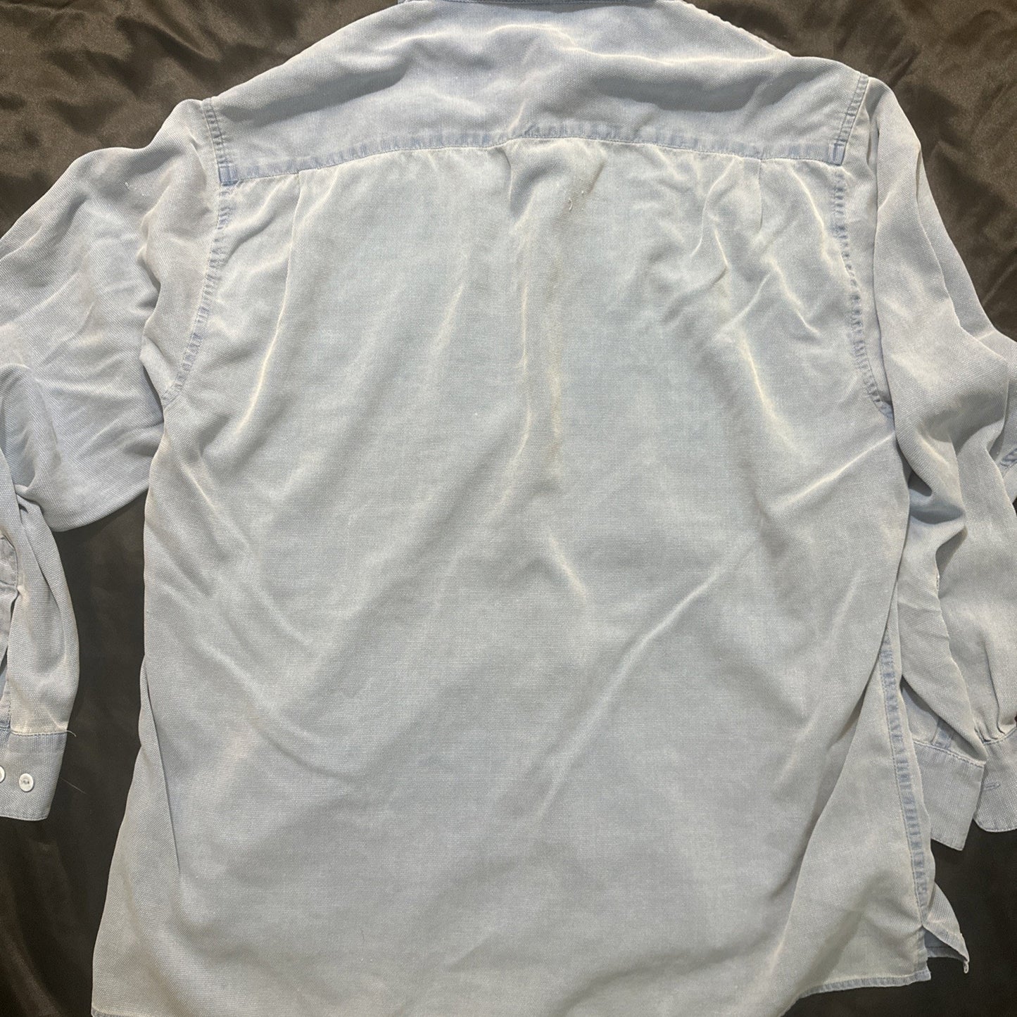 Bugatchi Silk&Cotton Button Down Casual Long Sleeve Shirt Blue XL 26" PTP 1A04