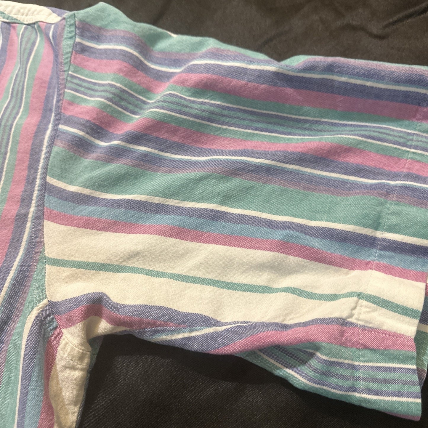 Vtg Steep Chase Button Down Casual Shirt Mens L Multicolor Stripes 23" PTP 1A03