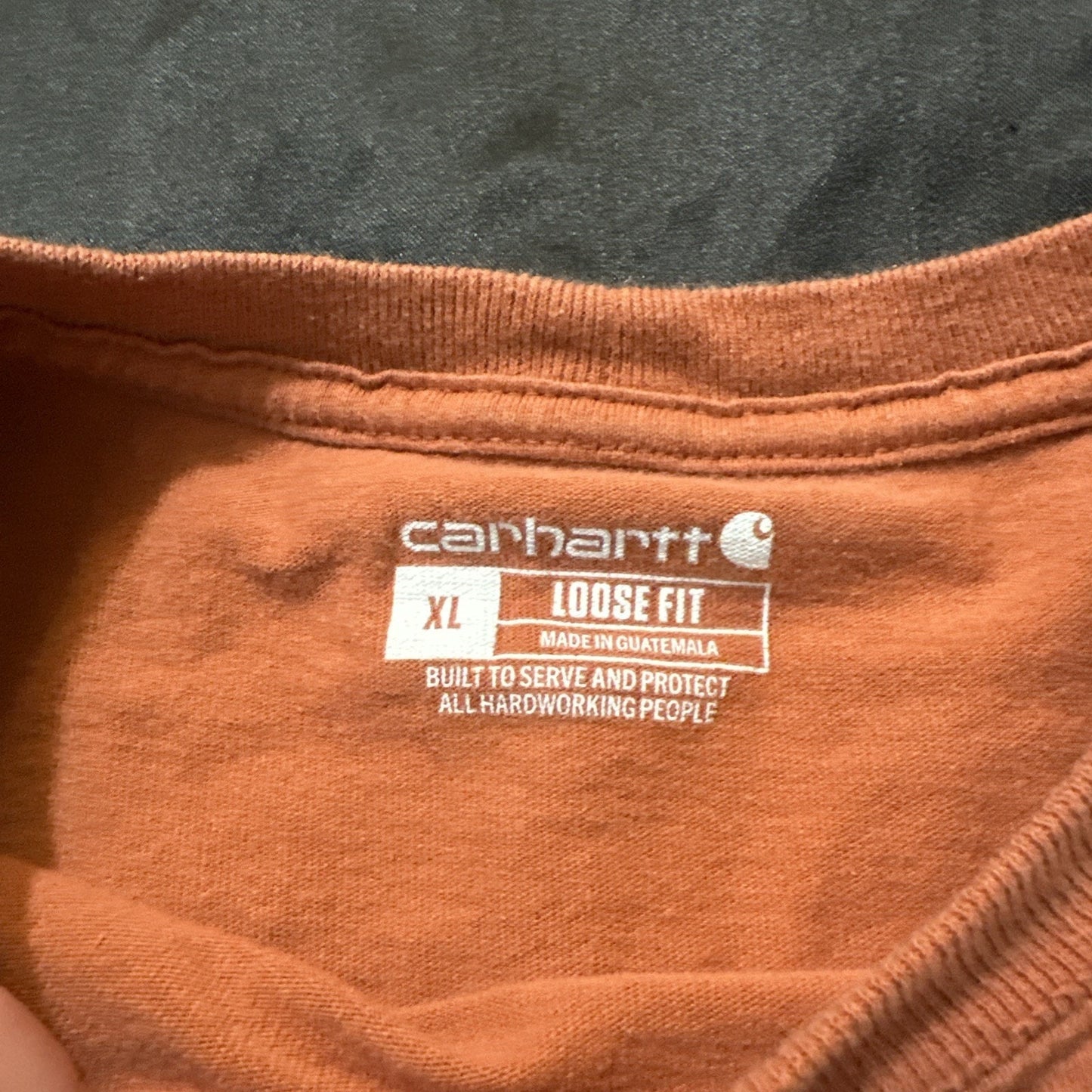 Carharrt Logo T Shirt Orange Tee Size XL Basic Mens 1A06