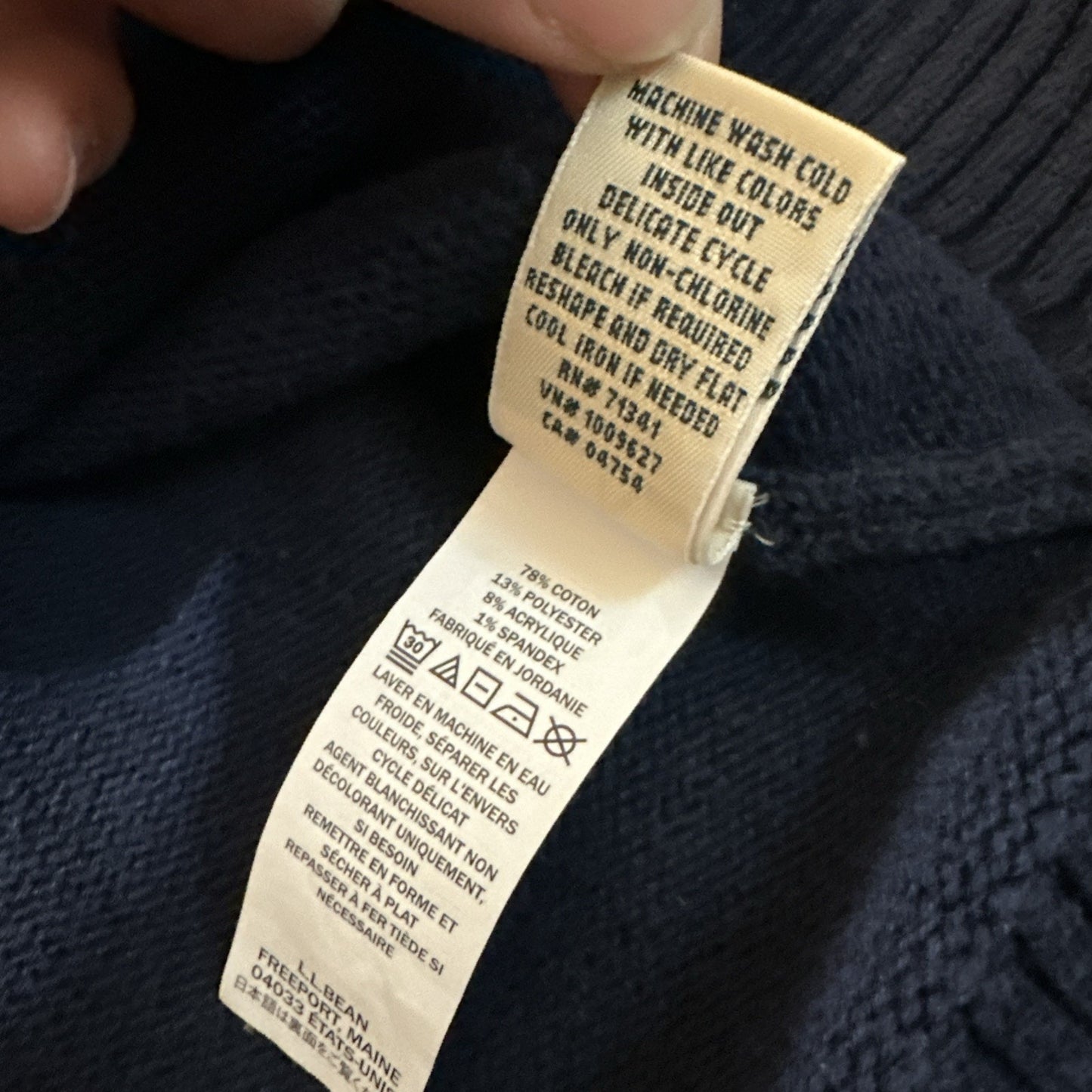 Vtg LL Bean Turtle Neck Knit Sweater Womens M 19" PTP Navy Blue 1A20