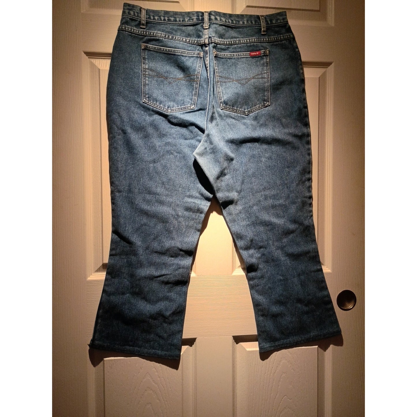 Zana Di Womens Flared Leg Dark Blue Denim Jeans Size 16 Y2K (Hemmed) C8