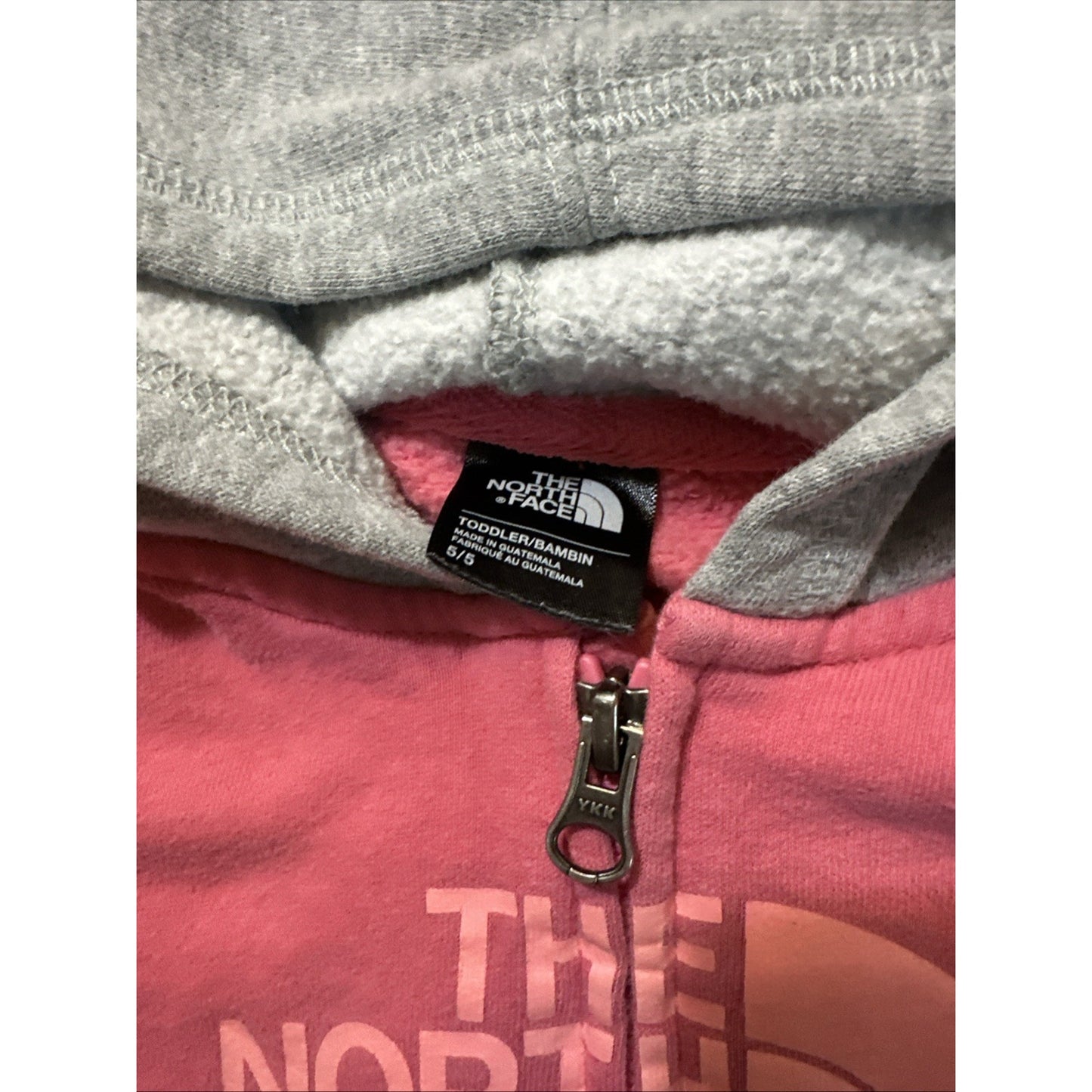 The North Face Toddler Size 5 Full Zip Jacket Pink/Gray Cotton Blend 1D12
