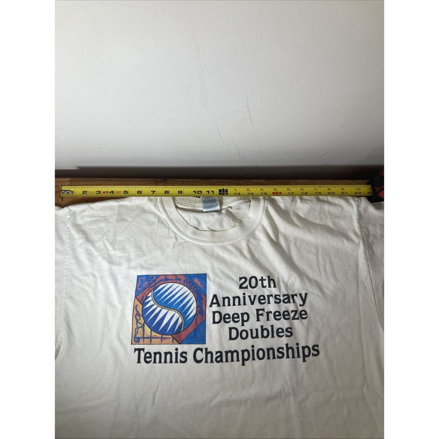 20th Anniversary Tennis Championship Graphic White Gildan XL T Shirt B6