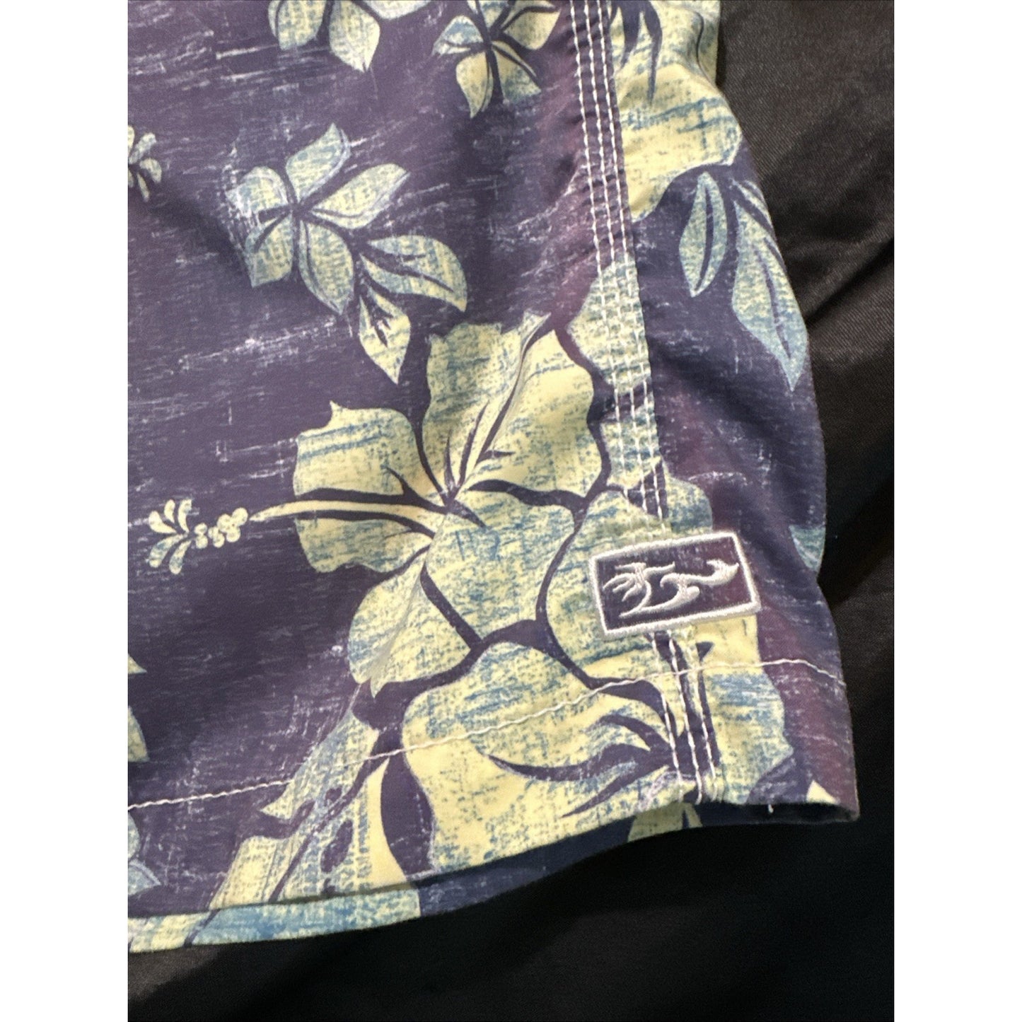 Honolulu Board Shorts Mens Size 42 Hibiscus Yellow/Blue Pockets 1D10