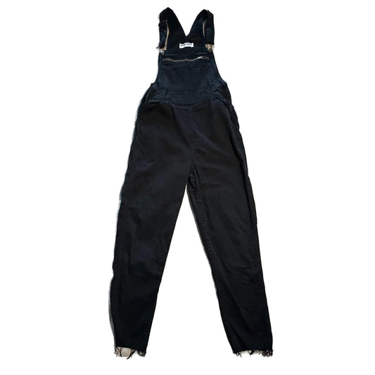 American Apparel Womens Overalls Bib Jumpsuit XS Black Frayed Hem 28x25