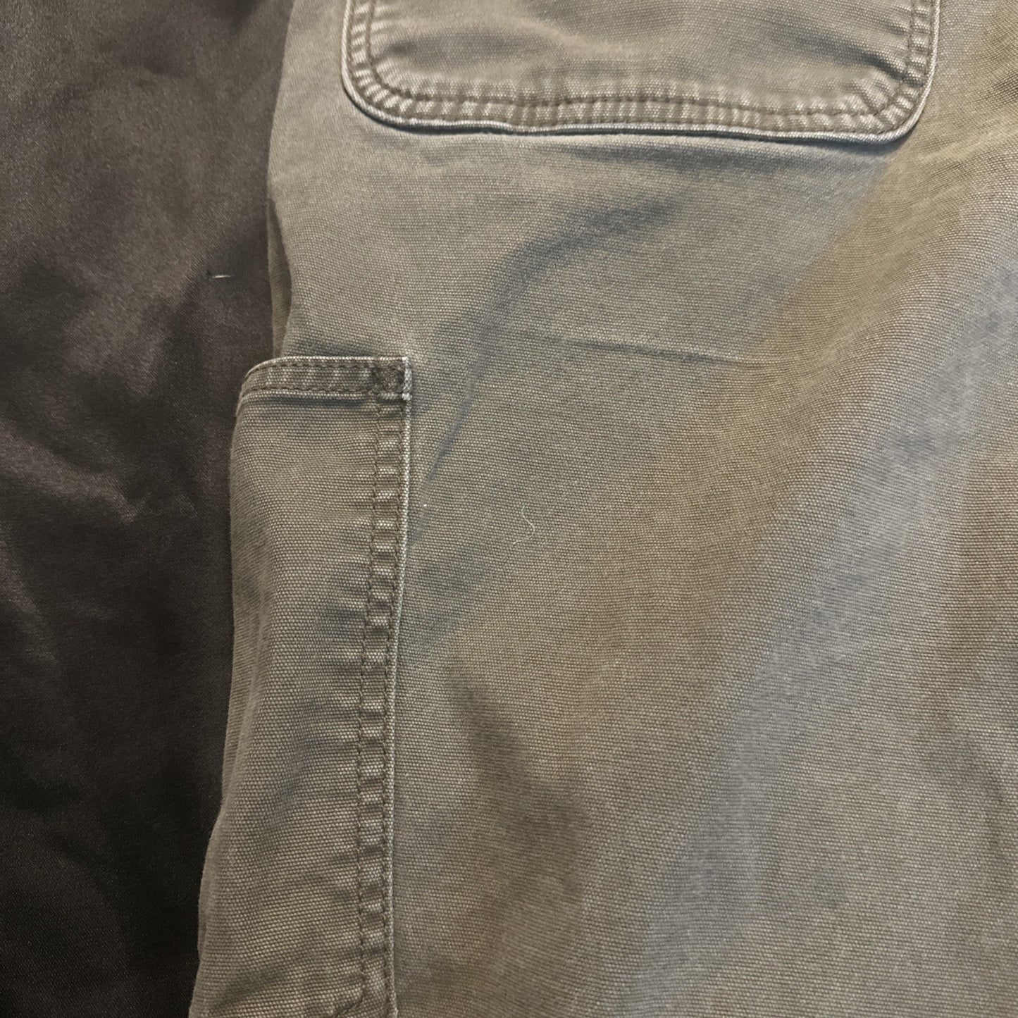 Carhartt 44x34 Relaxed Fit Olive Green Canvas Heavy Duty Pants Workwear 1B23