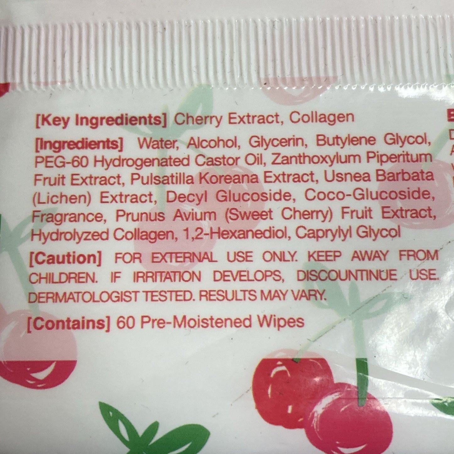 Yesul Cherry Collagen Facial Cleansing Wipes 60 Per-moistened Wipes A8