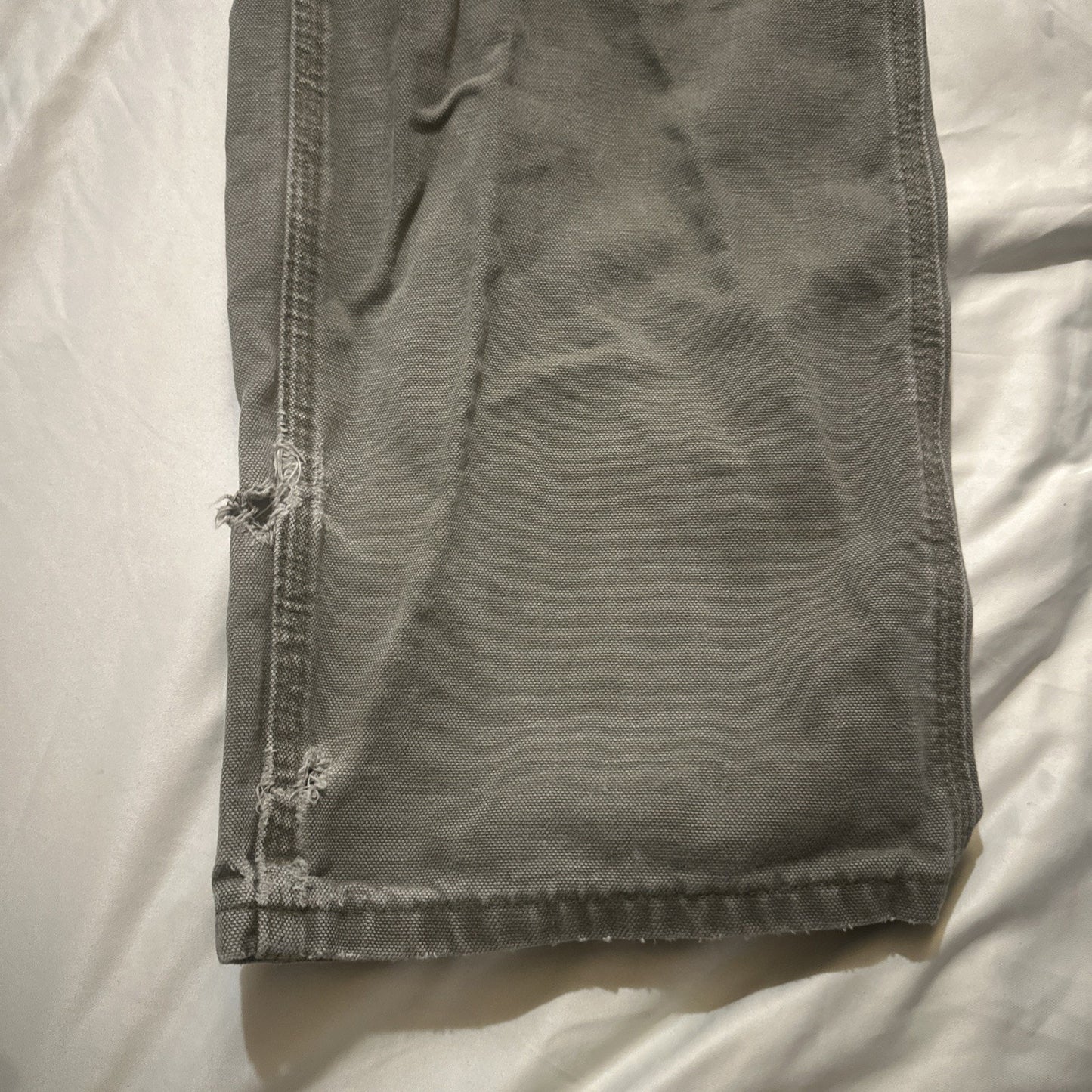 Vtg Carhartt Carpenter Pants 36x34 Gray Canvas Mexico 100% Cotton Dungarees 2A10