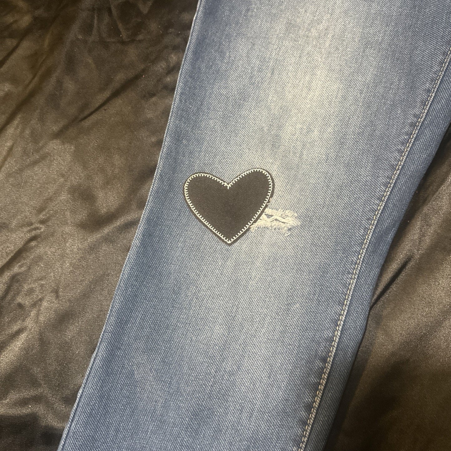 D.Jeans Women’s Blue Jeans Size 12 Yeah No Heart Patch 32x28 Cotton Blend China