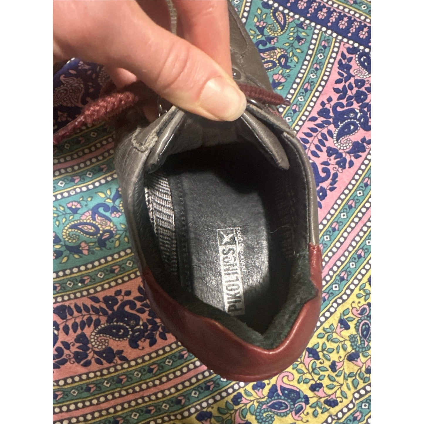 Pikolinos Women’s Leather Gray/Burgendy Sneakers US 10.5 UK 8 Euro 41